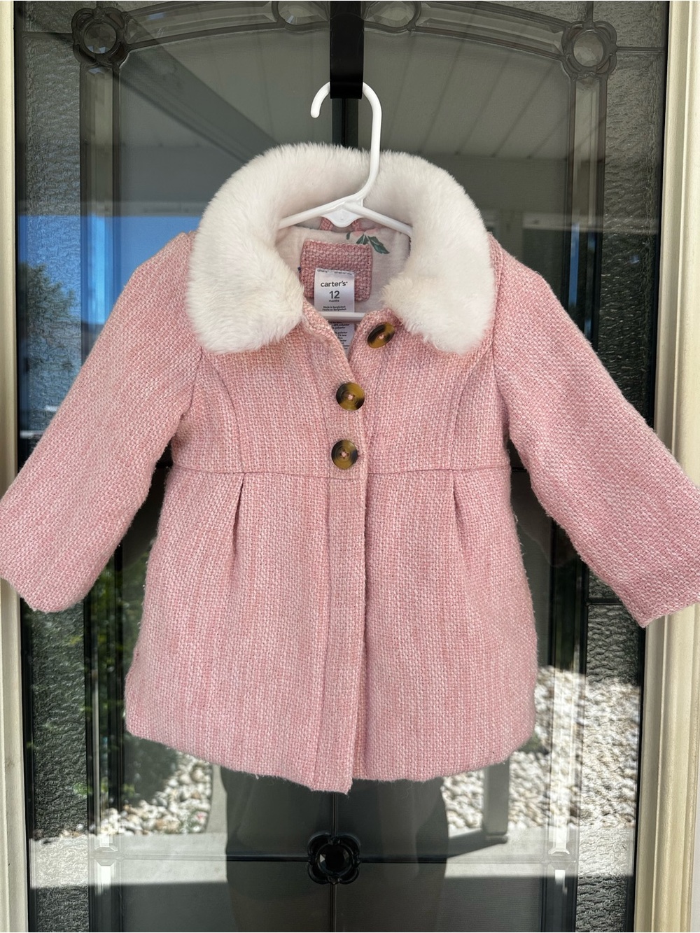 Carter's Pink Coat with White Faux-Fur Collar